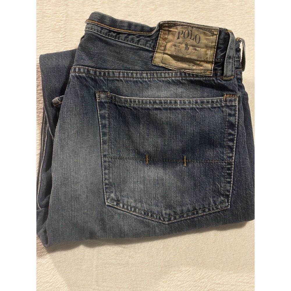 Vintage Polo Ralph Lauren Men's Jeans Size 35x30 Distressed Classic Fit Cotton